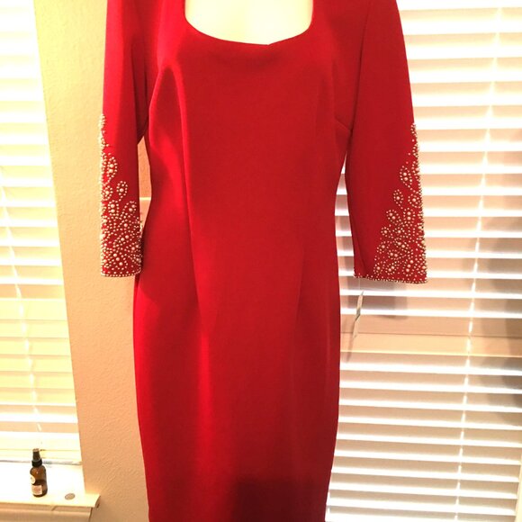 Holiday Rhinestone Evening Dress = Christmas, Church, Weddings,  Large Car1 - Picture 2 of 7